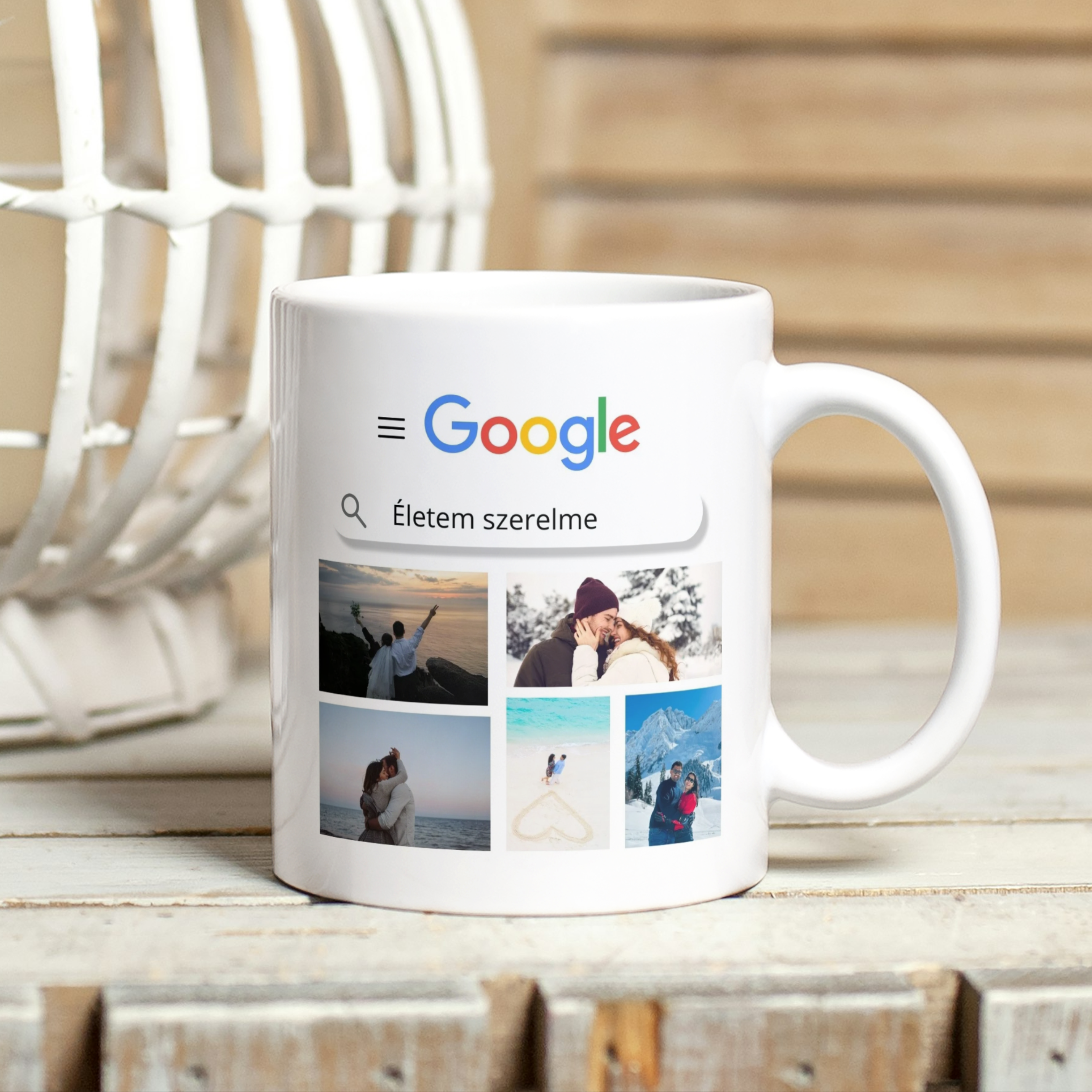 'Életem szerelme - Google keresés' Egyedi fényképes bögre